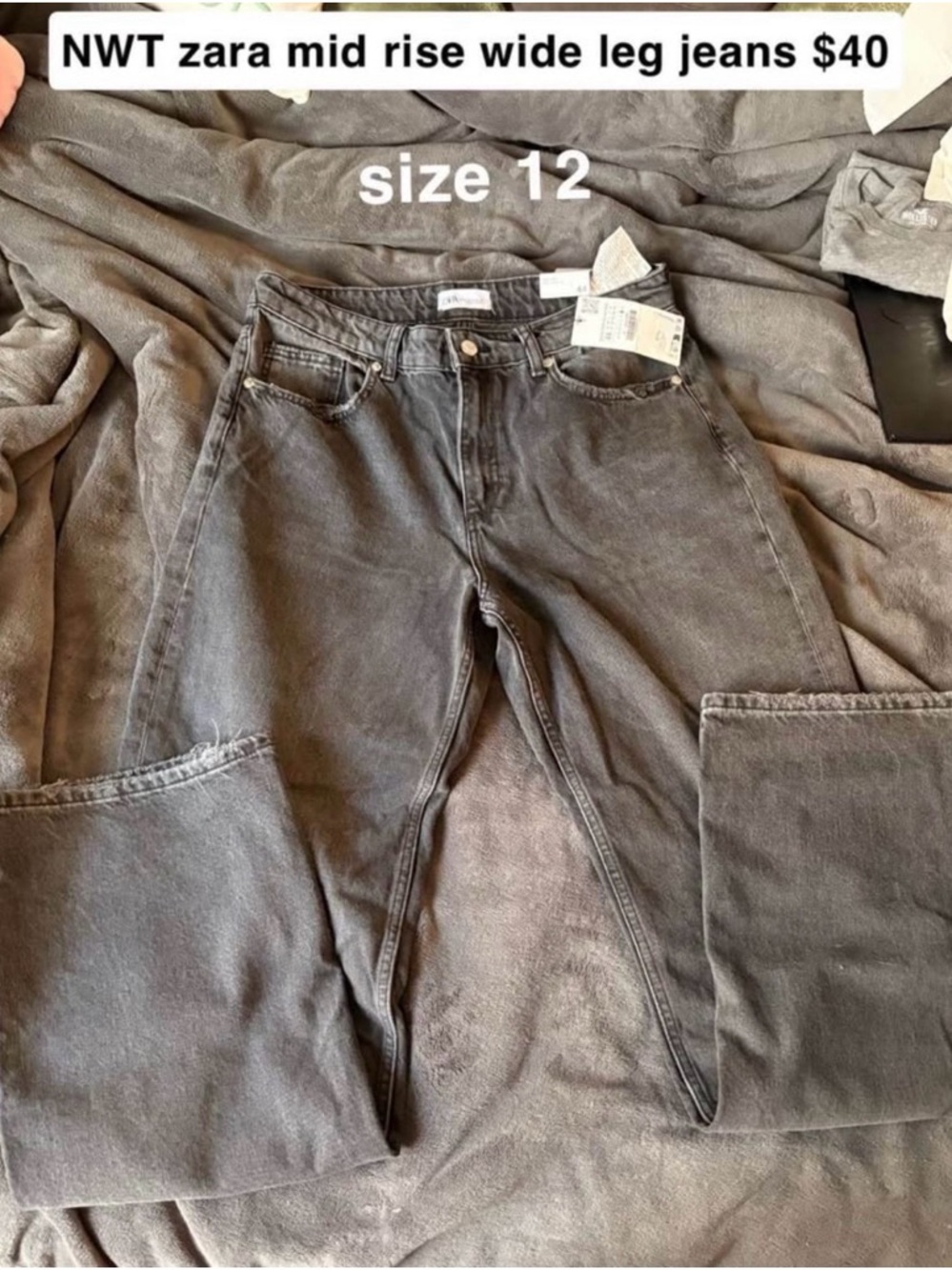 NWT zara mid rise wide leg jeans size 12